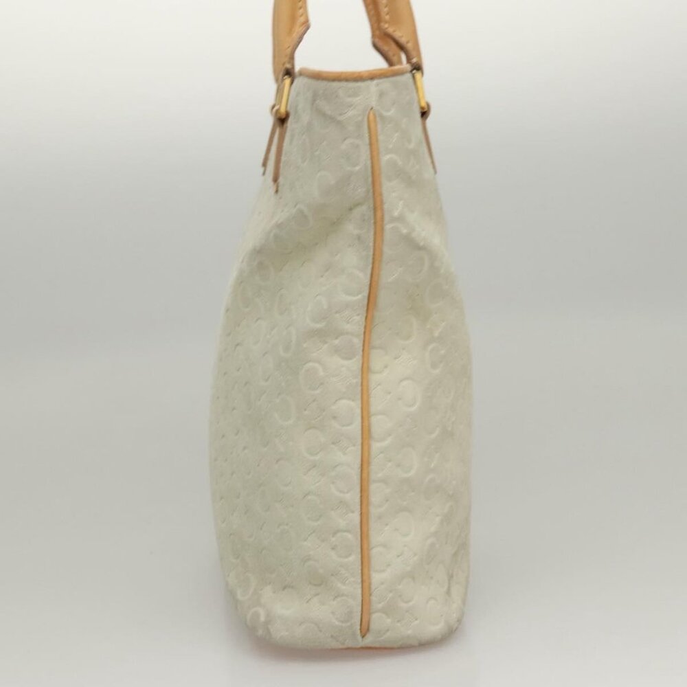 CELINE C Macadam Canvas Tote Bag Suede White Gold Auth mr1231 - Picture 5 of 16